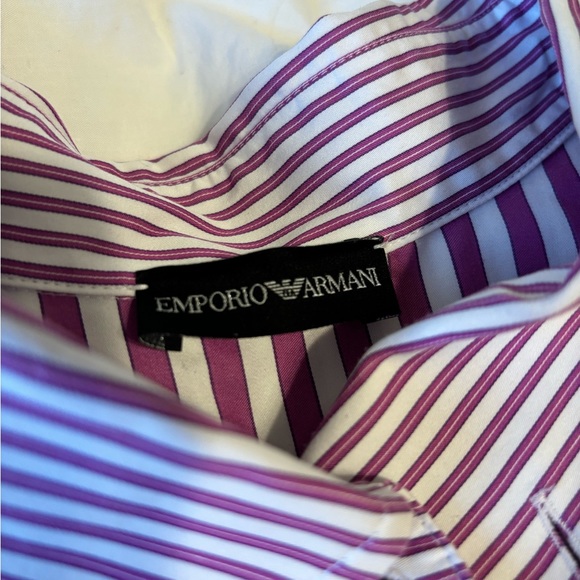 Emporio Armani button up purple & white shirt excellent co. QR code authentic - Picture 5 of 6
